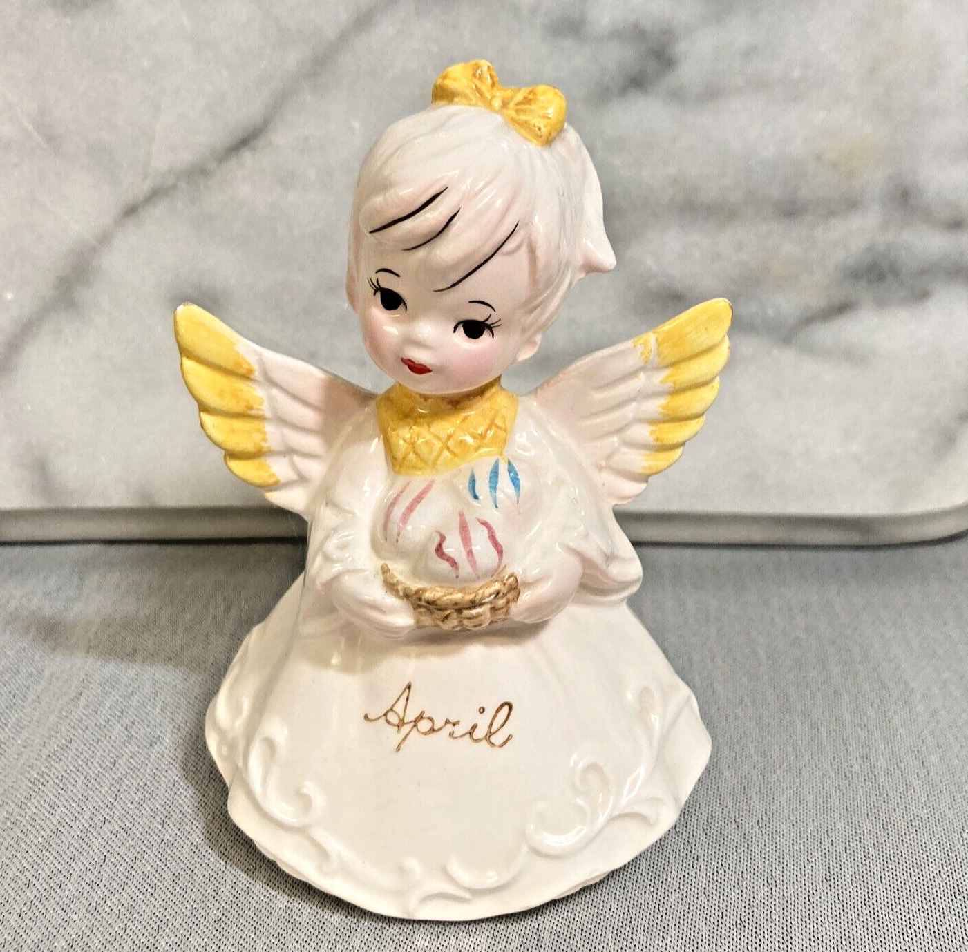 Vintage ceramic calendar angel girl April made in Japan