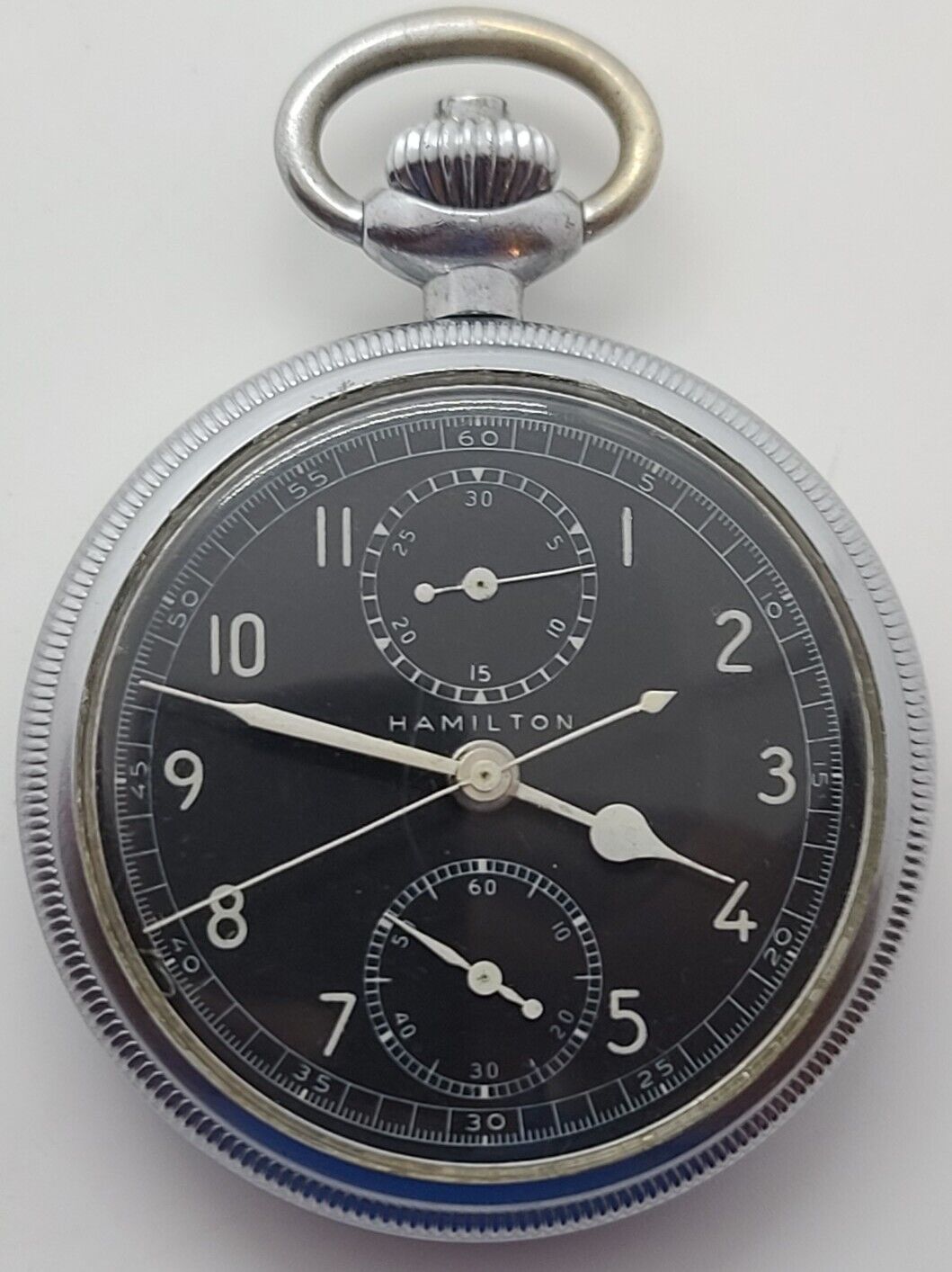 1942 Hamilton WWII U.S. Navy Military Chronograph Navigational Stop Pocket Watch