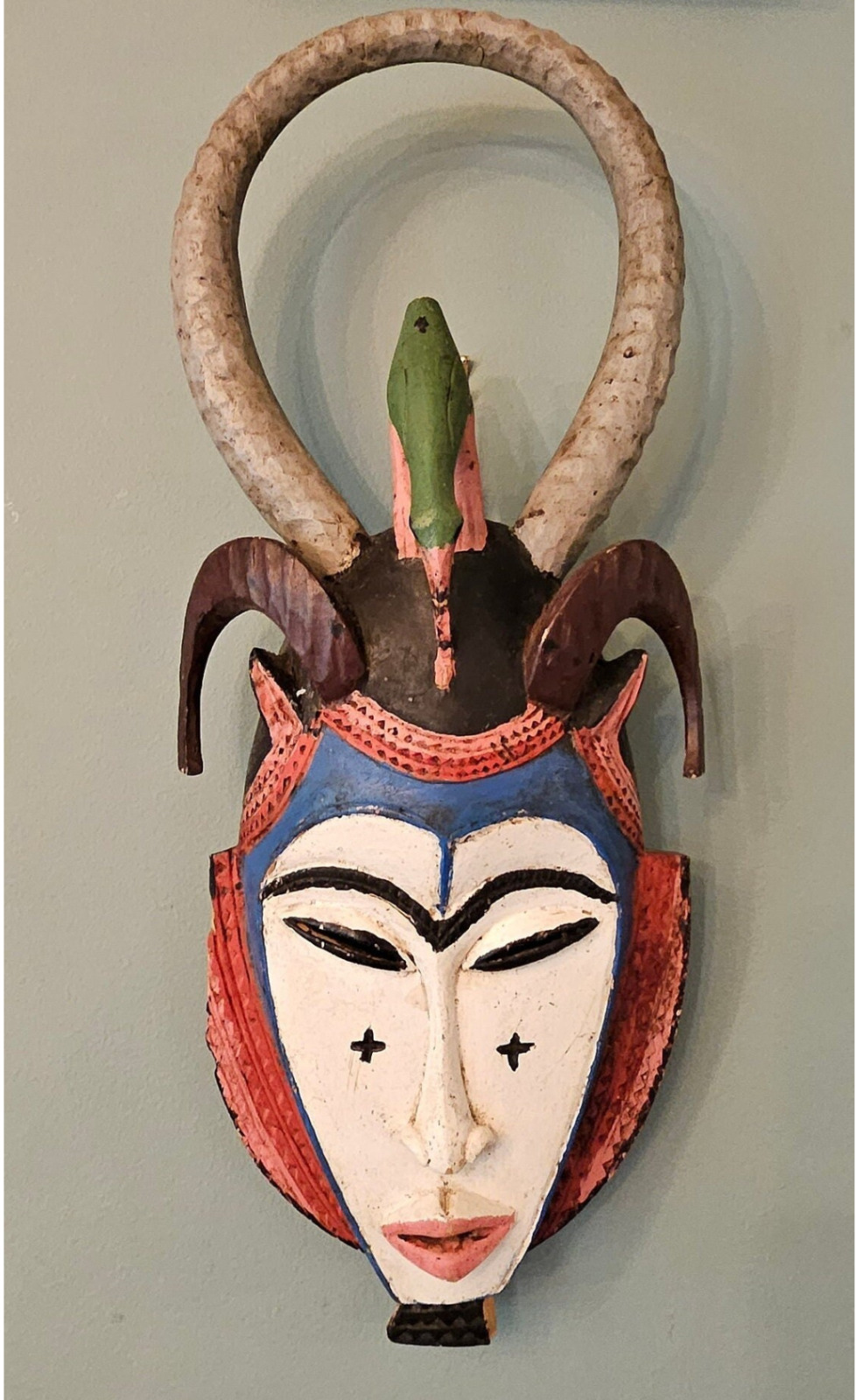 Large Antique Handmade Handpainted African Guro Mask Wall Art