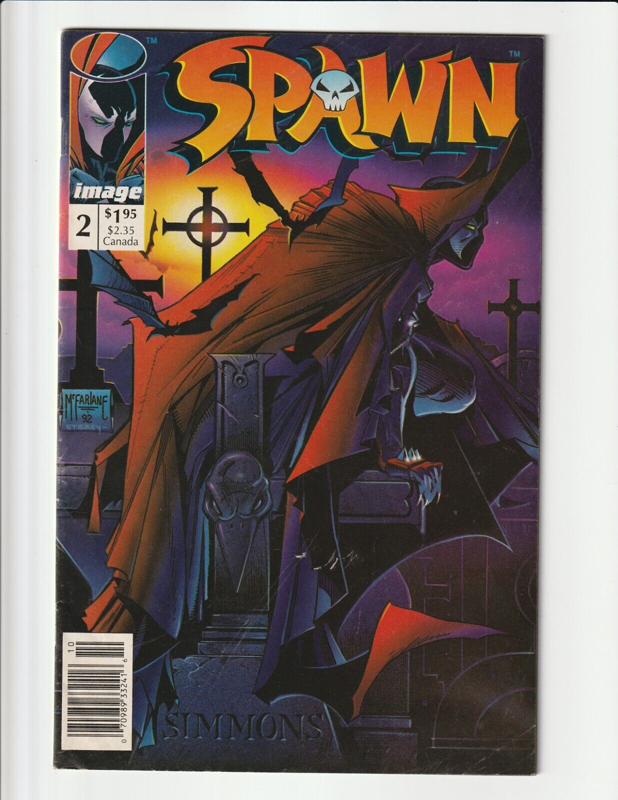 SPAWN #2 NEWSSTAND FIRST APPEARANCE OF VIOLATOR IMAGE COMICS TODD MCFARLANE