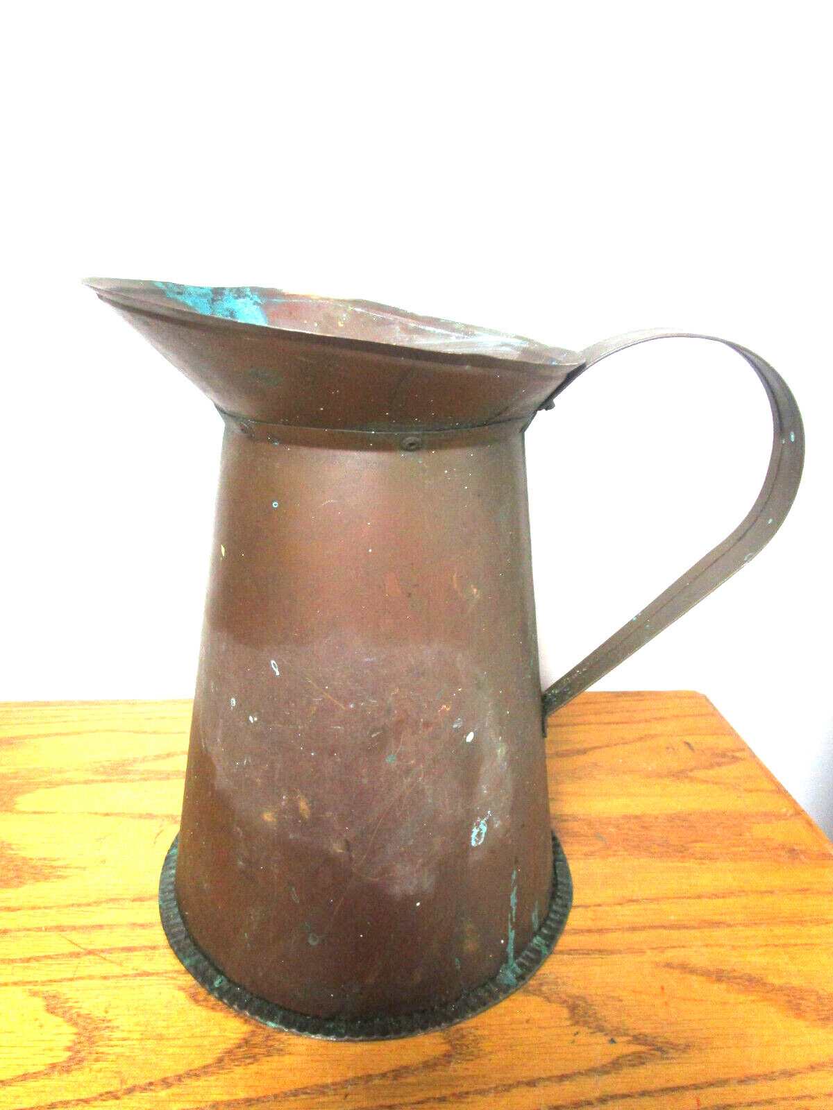 Vintage Rustic Farmhouse Copper Pitcher 10 1/4 Inches Tall