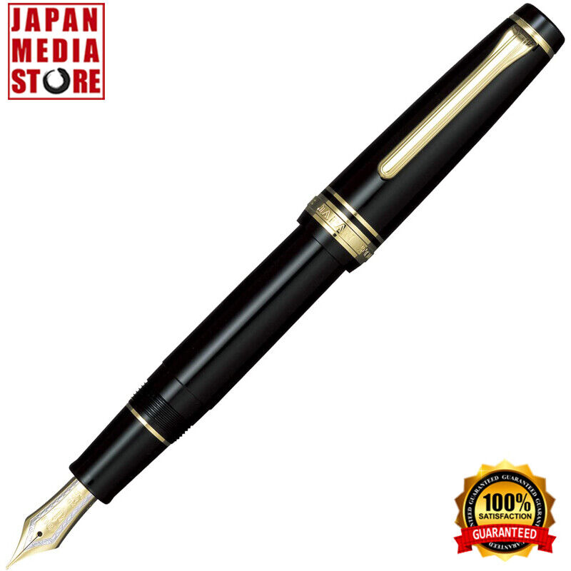 Sailor Professional Gear Black GT 21K Gold Medium Nib Fountain Pen 11-2036-420