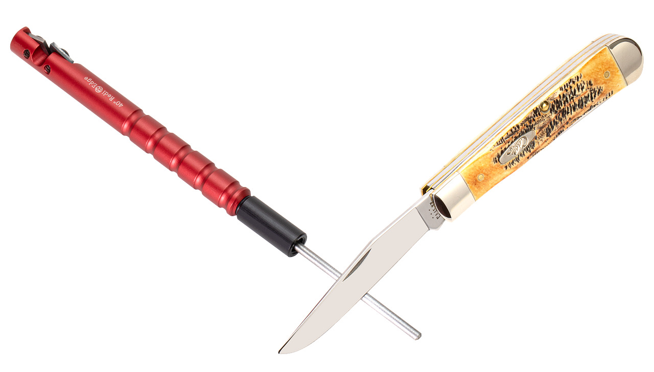 CASE XX Knife 50302 Red Aluminum Sharpening Rod for Pocket Knives