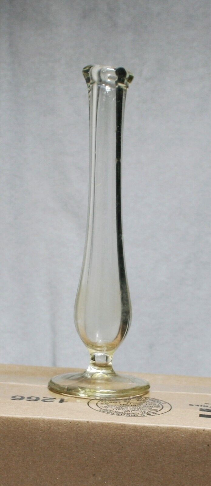 Bud Vase Clear Glass Hand Blown Rolled Rim 7 inches