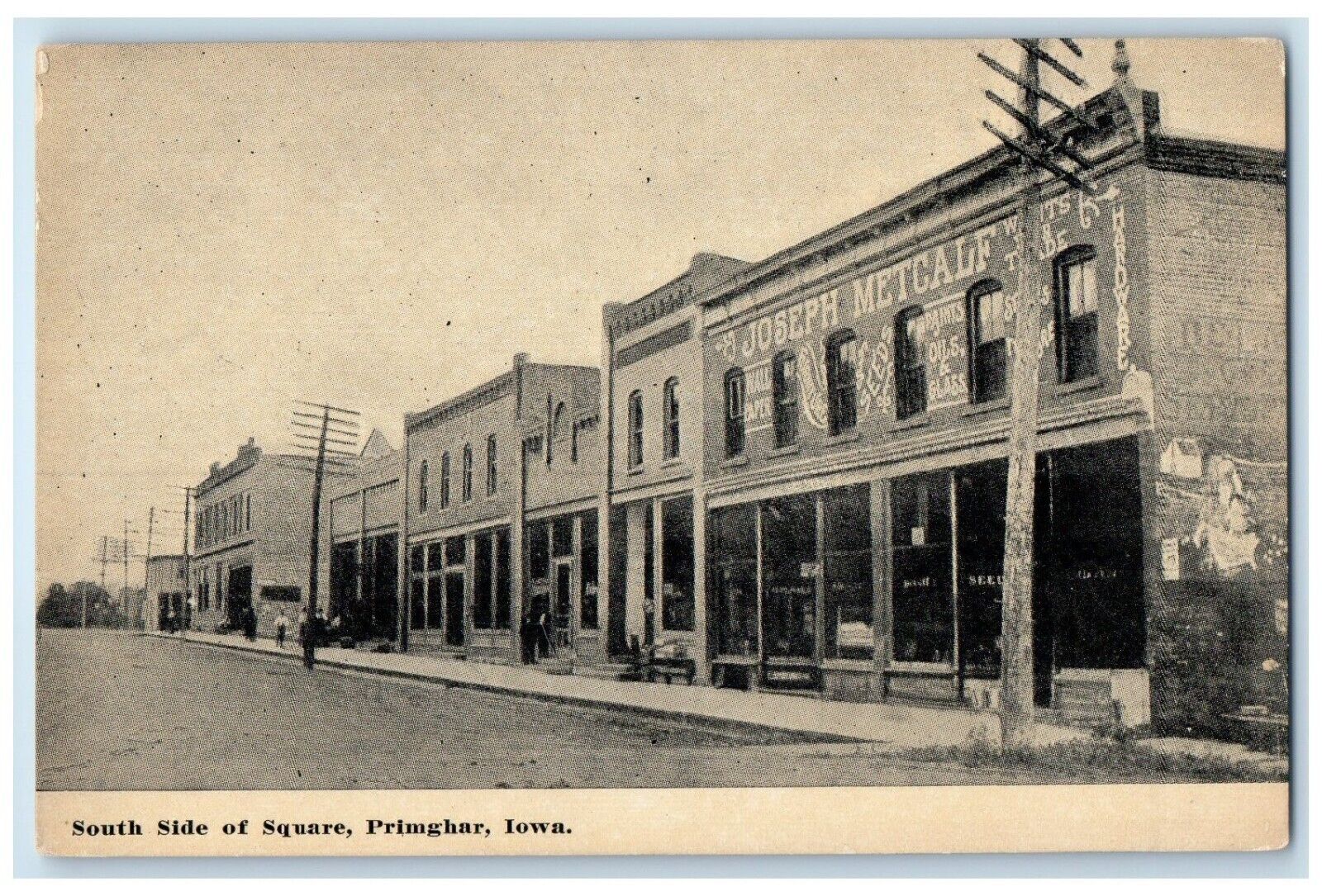 c1910 South Side Square Exterior Building Primghar Iowa Vintage Antique Postcard