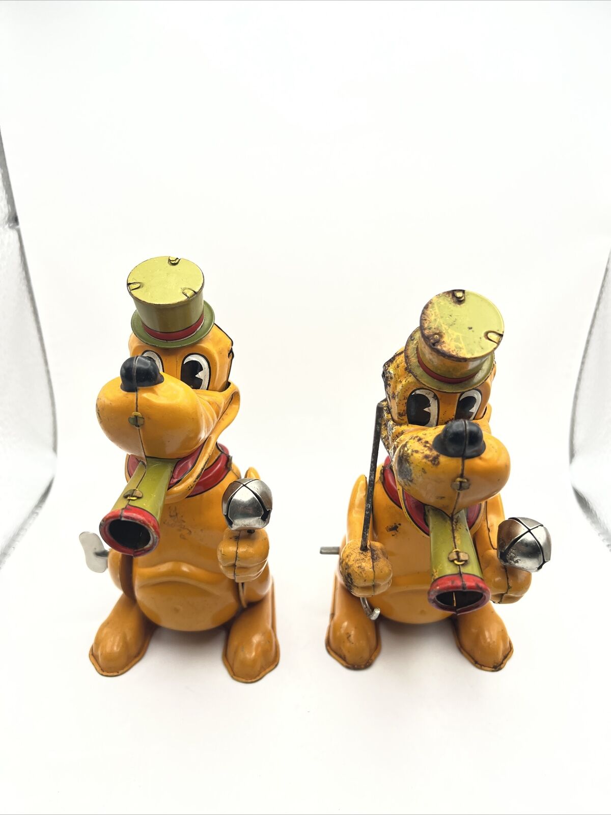 DISNEY 1950\'s PLUTO The Drum Major Tin Wind-Up Toy Receiving 2 Total For Parts
