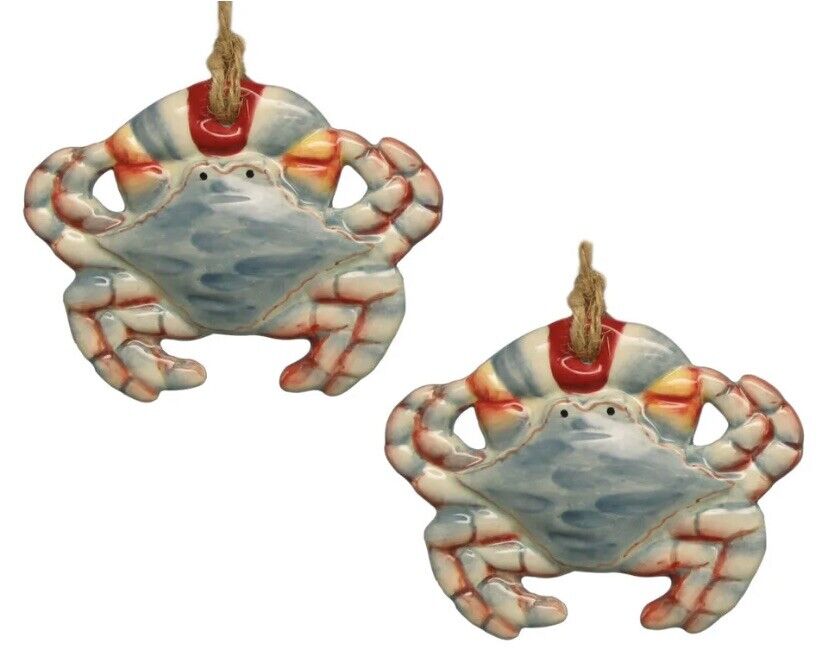 Beachcombers Coastal Maryland Blue Crab Ceramic Holiday Ornament Set of 12