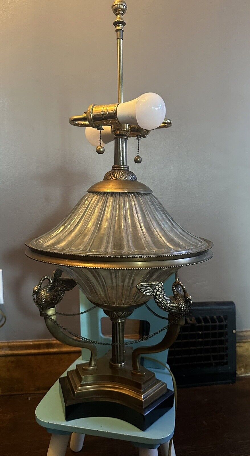 Vintage Brass Swan Lamp 31” 50s-60s MCM Frederick Cooper Neoclassical