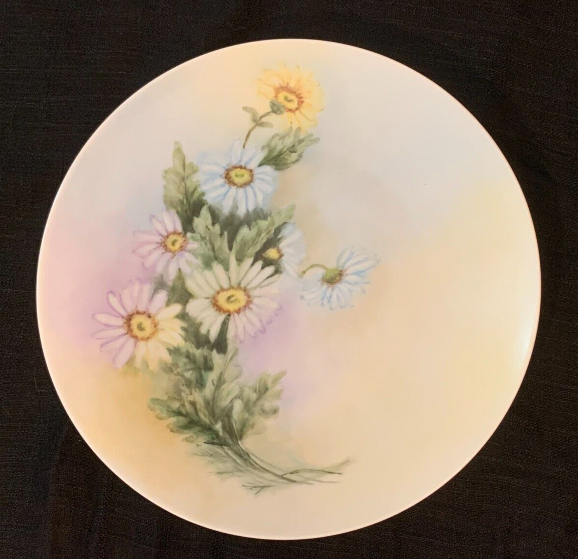 Daisy Flowers Vtg Hand Painted Porcelain Plate Cottage Chic Fannie Bussey