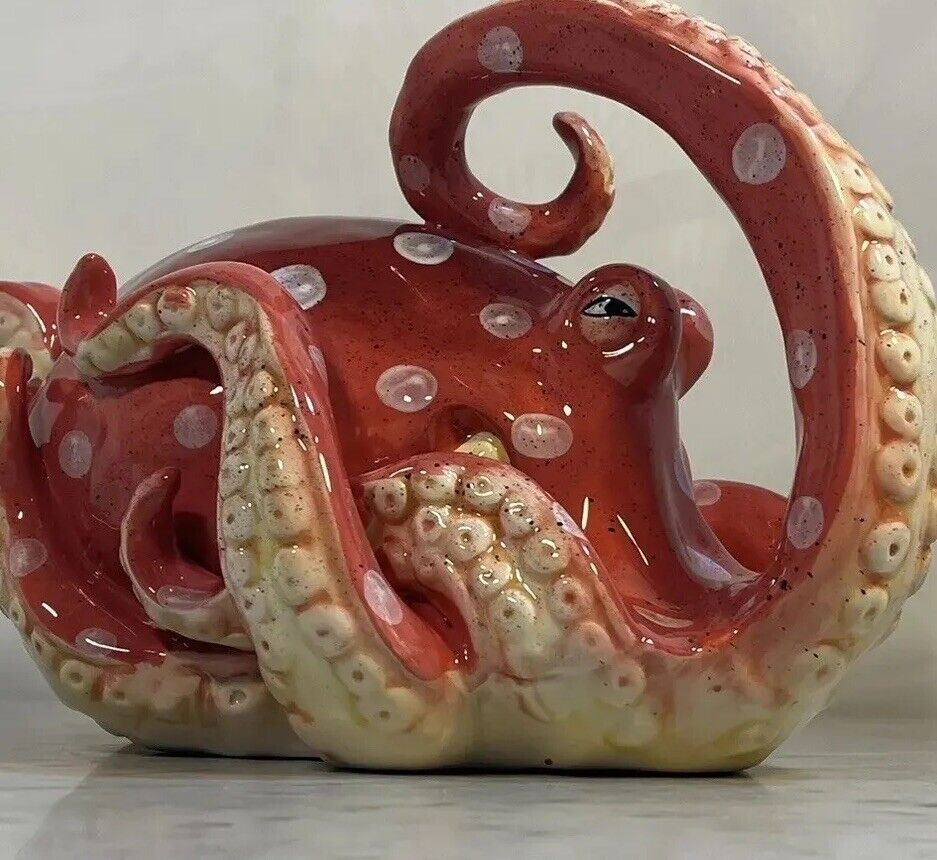 Large Glazed Ceramic Octopus / Home Decorative Nautical Animal Figurine ❤️
