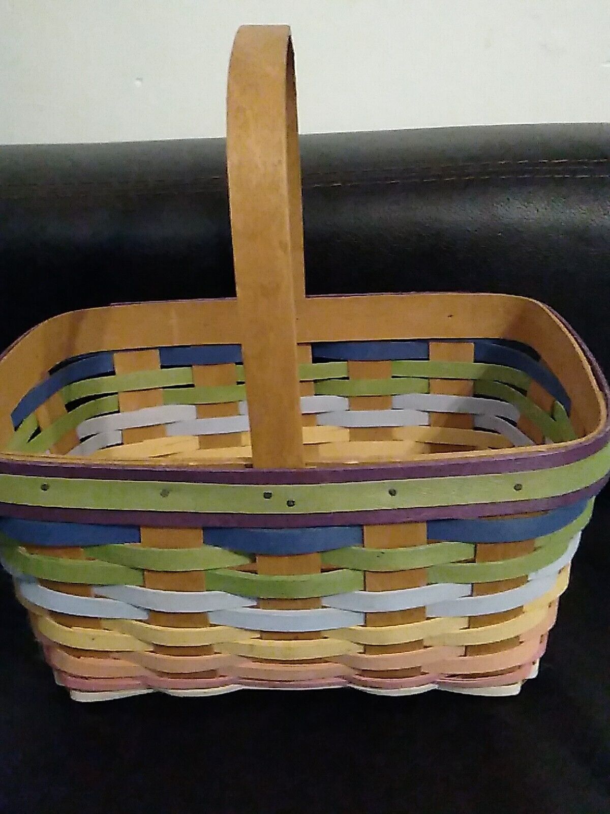 LONGABERGER Single Handle Natural Spring Striped Basket 2019 Multicolor 
