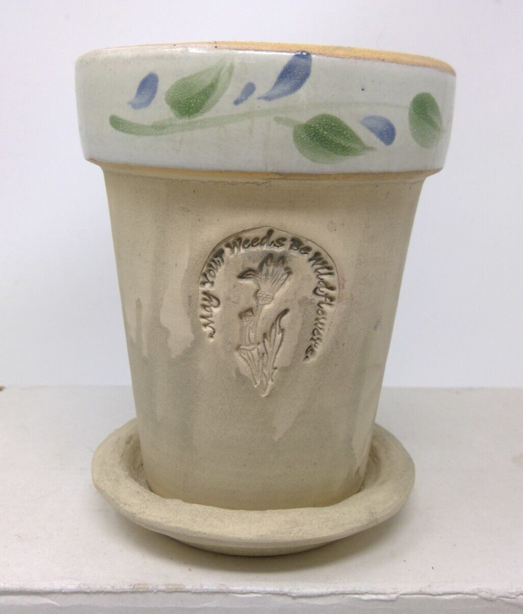 Vintage RPW Rowe Pottery Planter Flower Pot - May Your Weeds be Wild Flowers