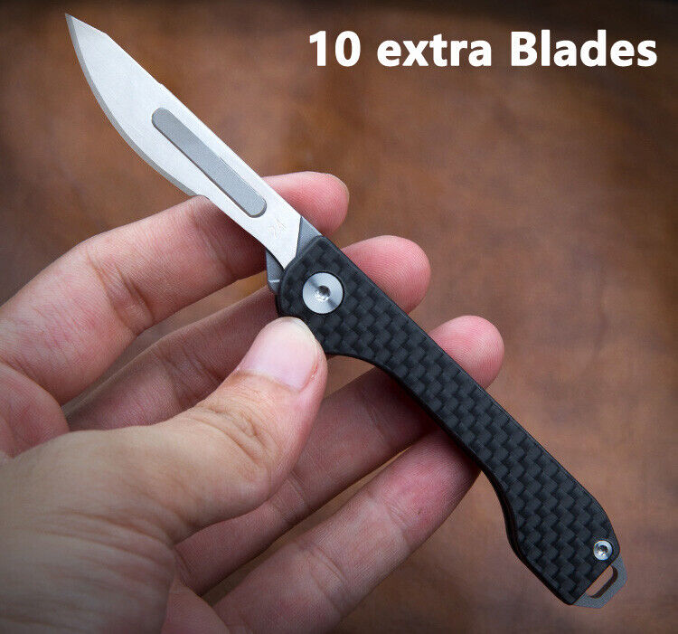 Carbon Fiber Folding Utility Knife Scalpel Blade Outdoor Survival Pocket EDC