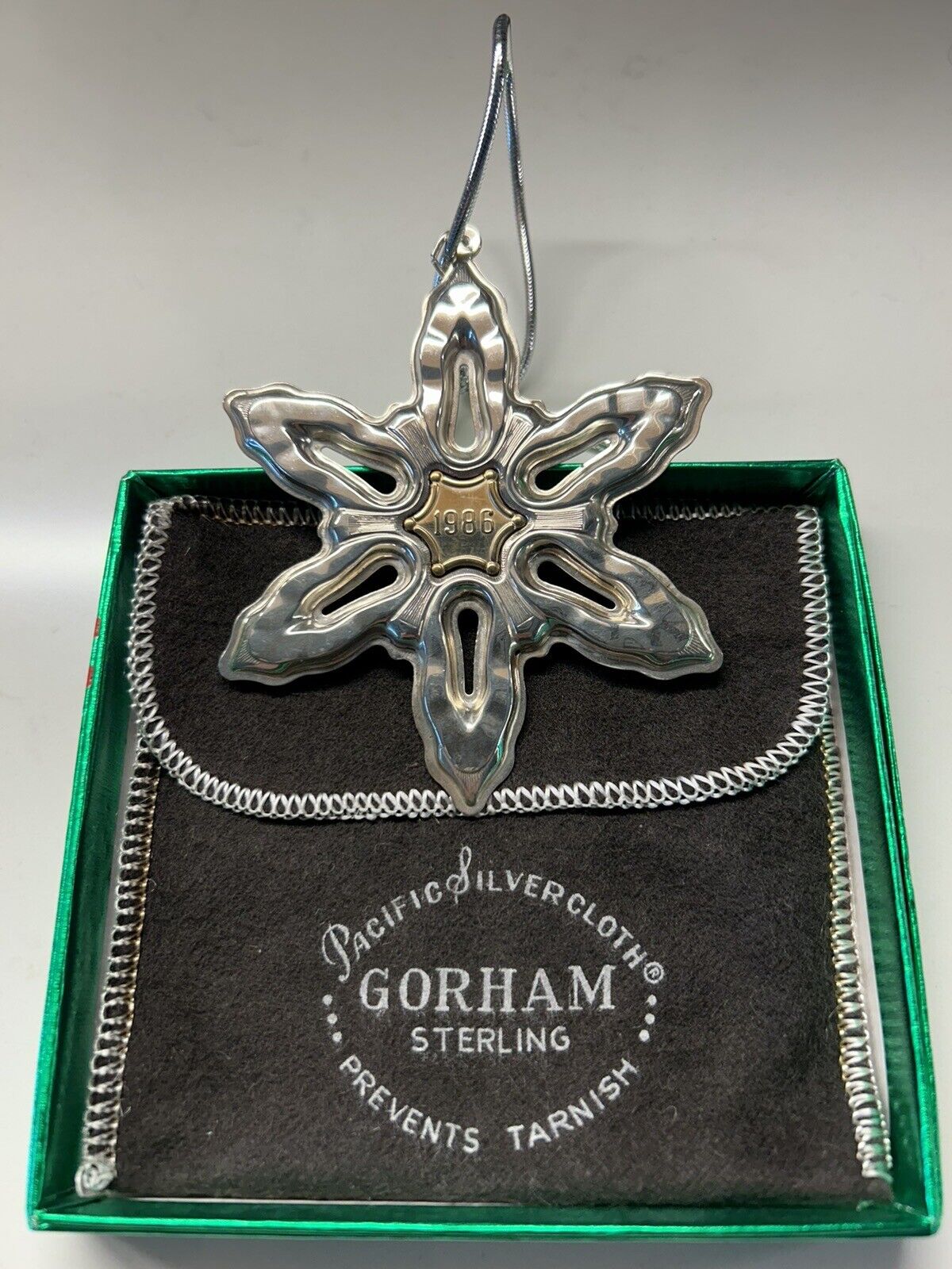 1986 Gorham STERLING Silver & GOLD Filled Year Mark Snowflake Ornament
