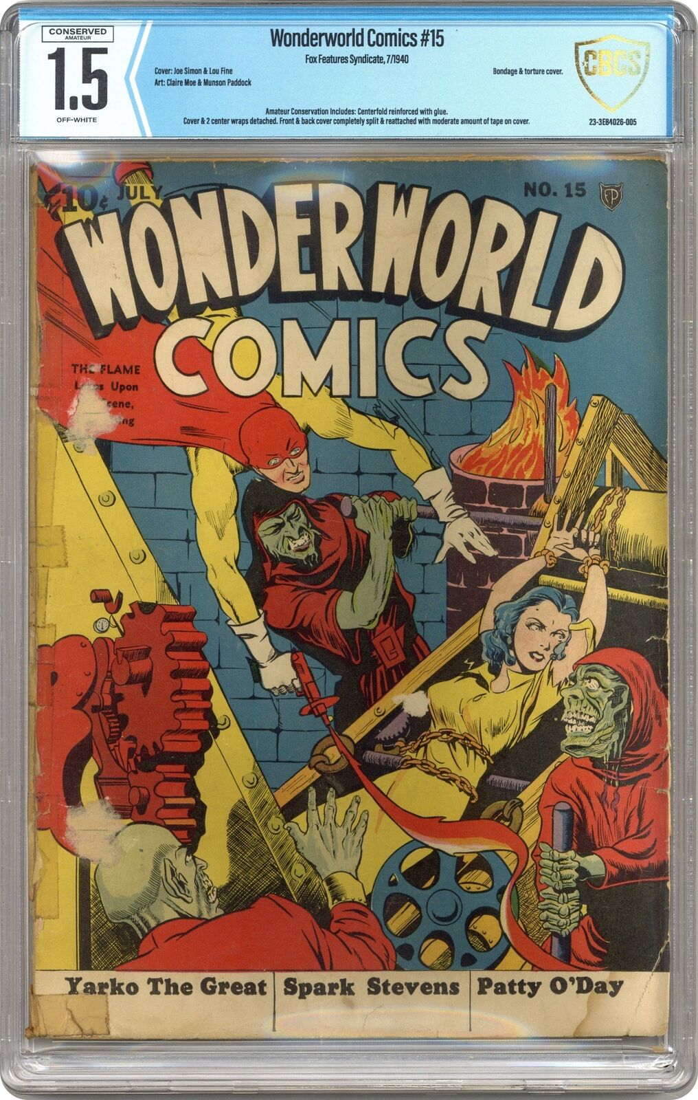 Wonderworld Comics #15 CBCS 1.5 CONSERVED 1940 23-3E84026-005