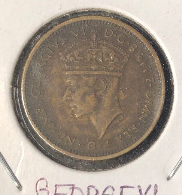 1943 British West Africa 6 Pence Nickel Brass Coin-19.34MM-KM#22