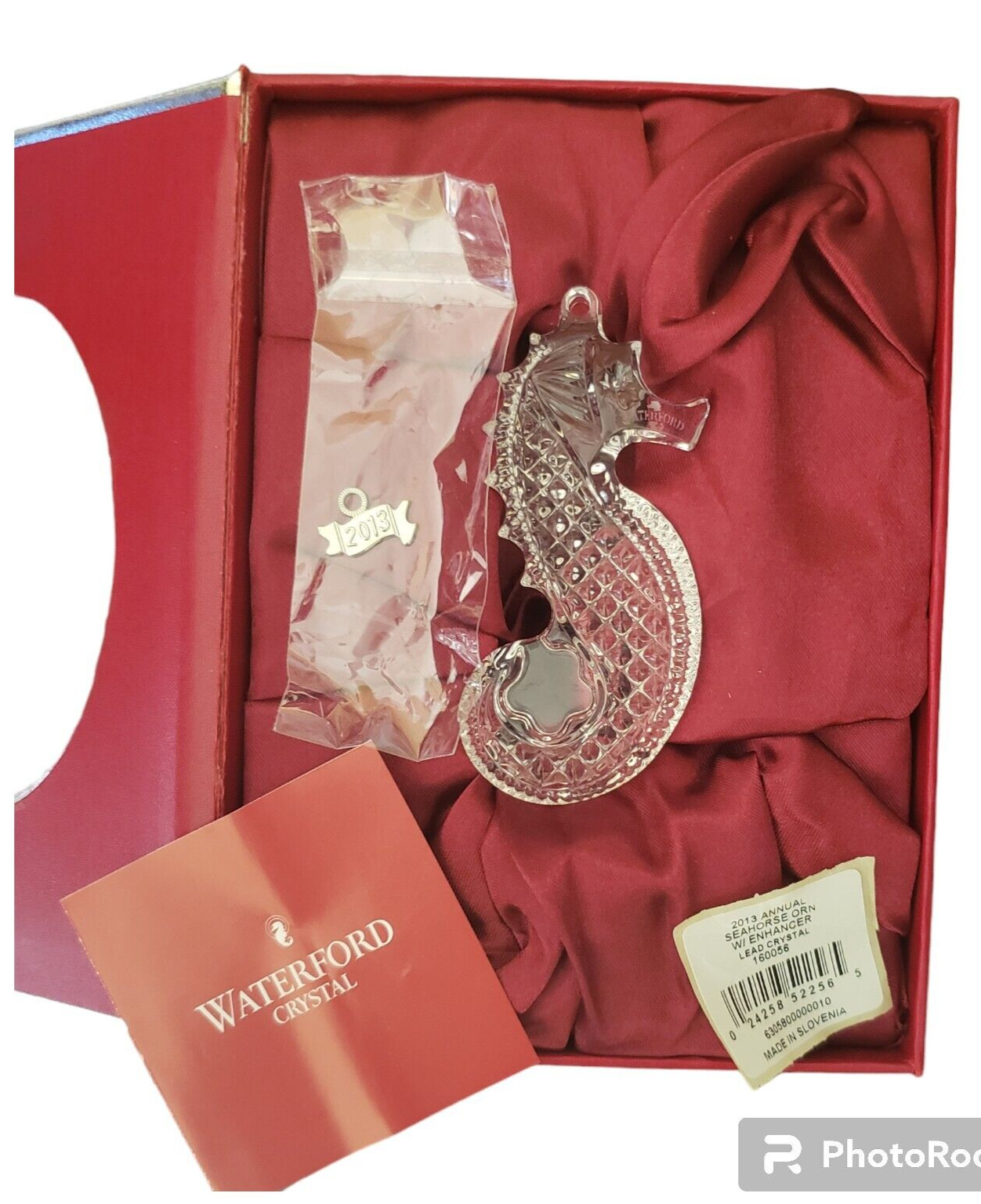 2013 Waterford Crystal Seahorse Hanging Ornament With Enhancer Papers And Box