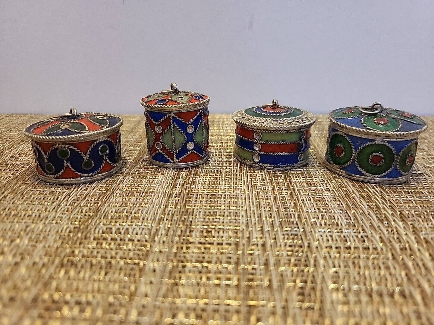 Set Of 4 Vintage MORRACAN Enamel Trinket/Jewel Boxes