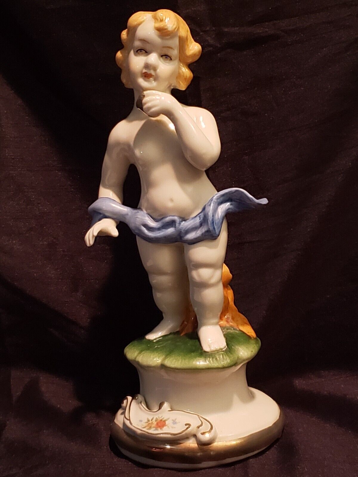 Antique Limoges Porcelain Angel  Putti Cherub with Cup Figurine Hand Painted