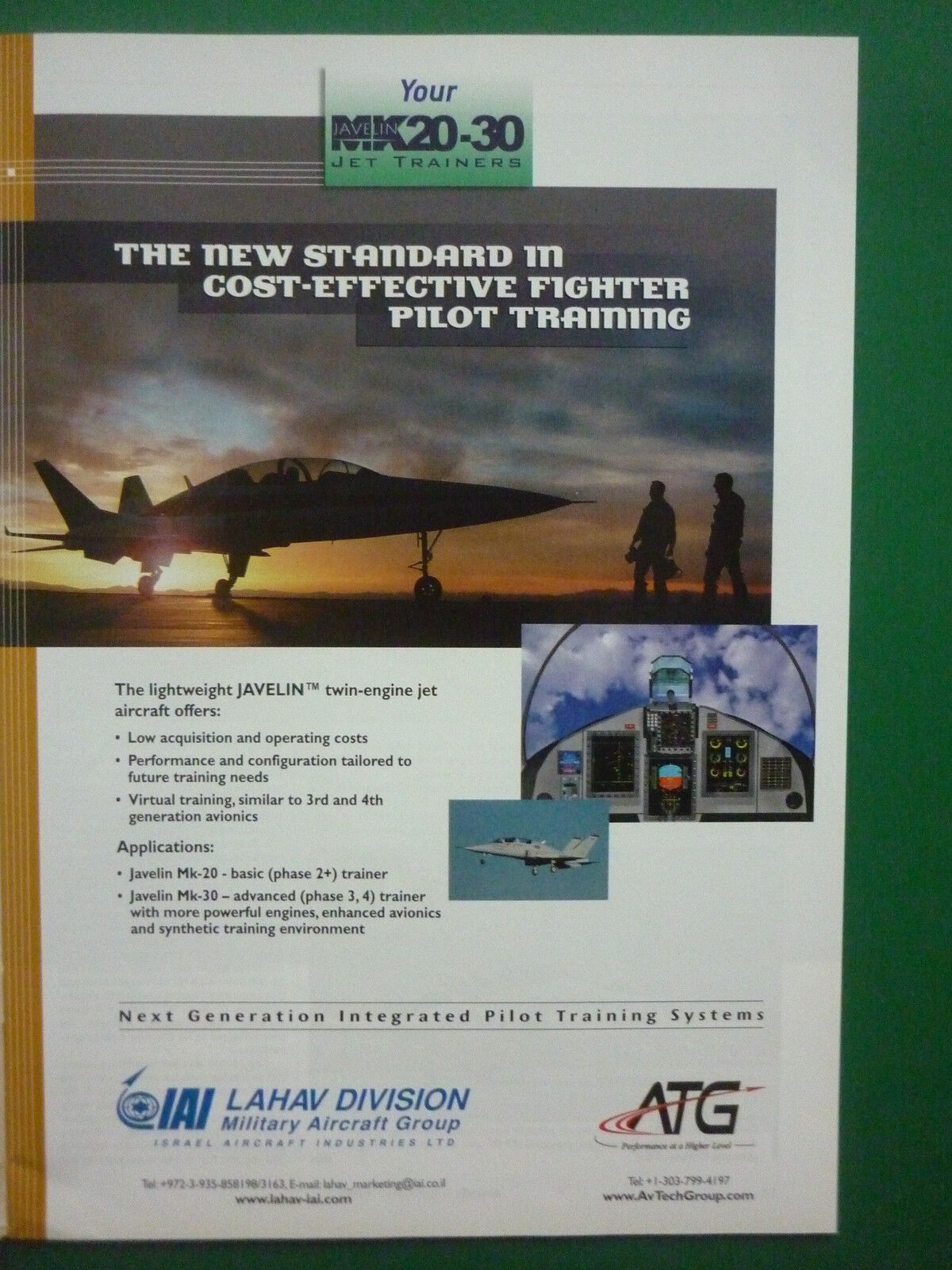 8/2006 PUB IAI ISRAEL AIRCRAFT ATG JAVELIN MK20-30 JET TRAINER ORIGINAL AD
