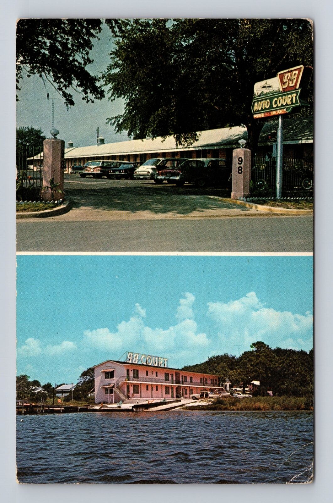 Fort Walton Beach FL-Florida, 98 Auto Court,  Advertising, Vintage c1968Postcard