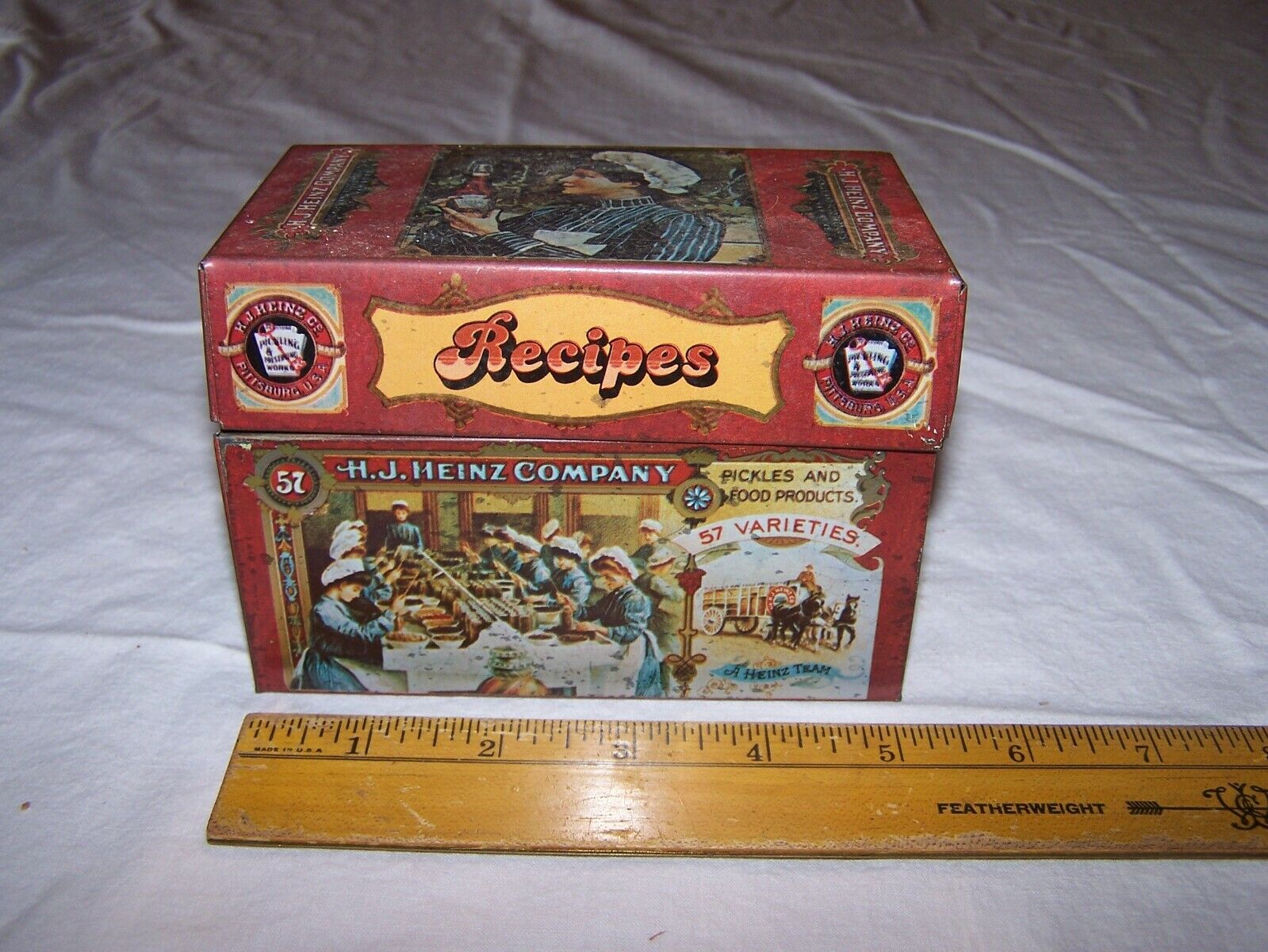 Vintage Metal Recipe Card Box H.J. HEINZ COMPANY - J. CHEIN USA - Heinz 57