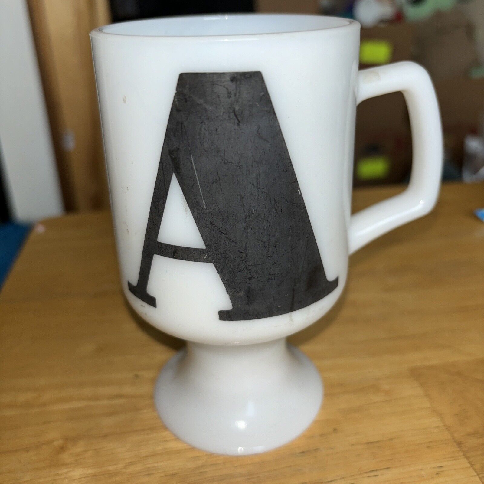 Vintage White Milk Glass Pedestal Mug Coffee Cup