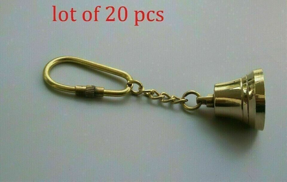 Lot of 20 Brass Polish Finish Bell Key-chain Marine Nautical Key ring Gift GIFTS