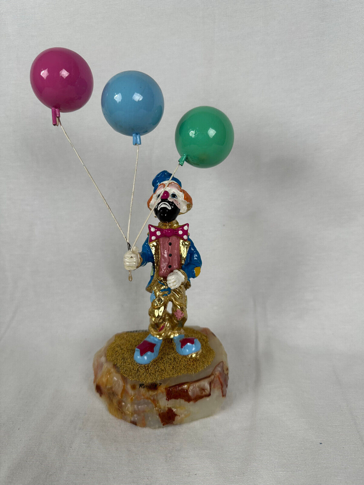 Vintage 1989 Ron Lee Metal Clown Sculpture Holding 3 Balloons Signed & Numbered