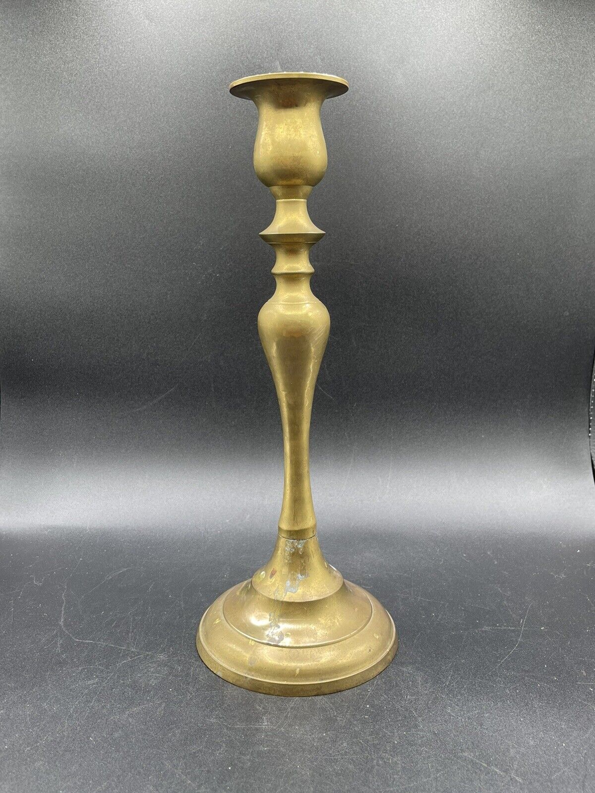 Vintage Solid Brass Candlestick Single Made In India 12”