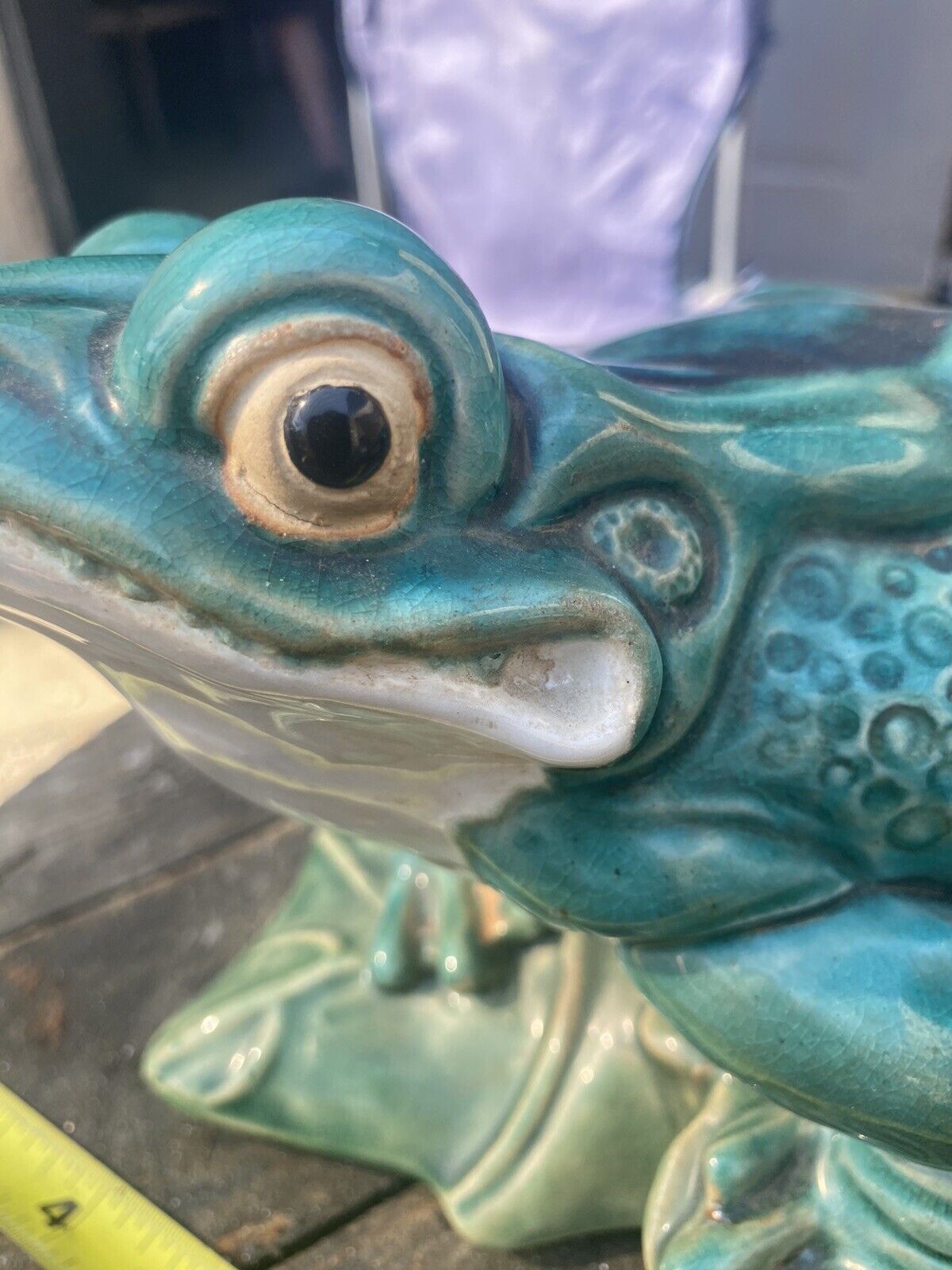 MAJOLICA “FROG ON A LOG “ RARE PIECE  - LARGE  SIGNED 54