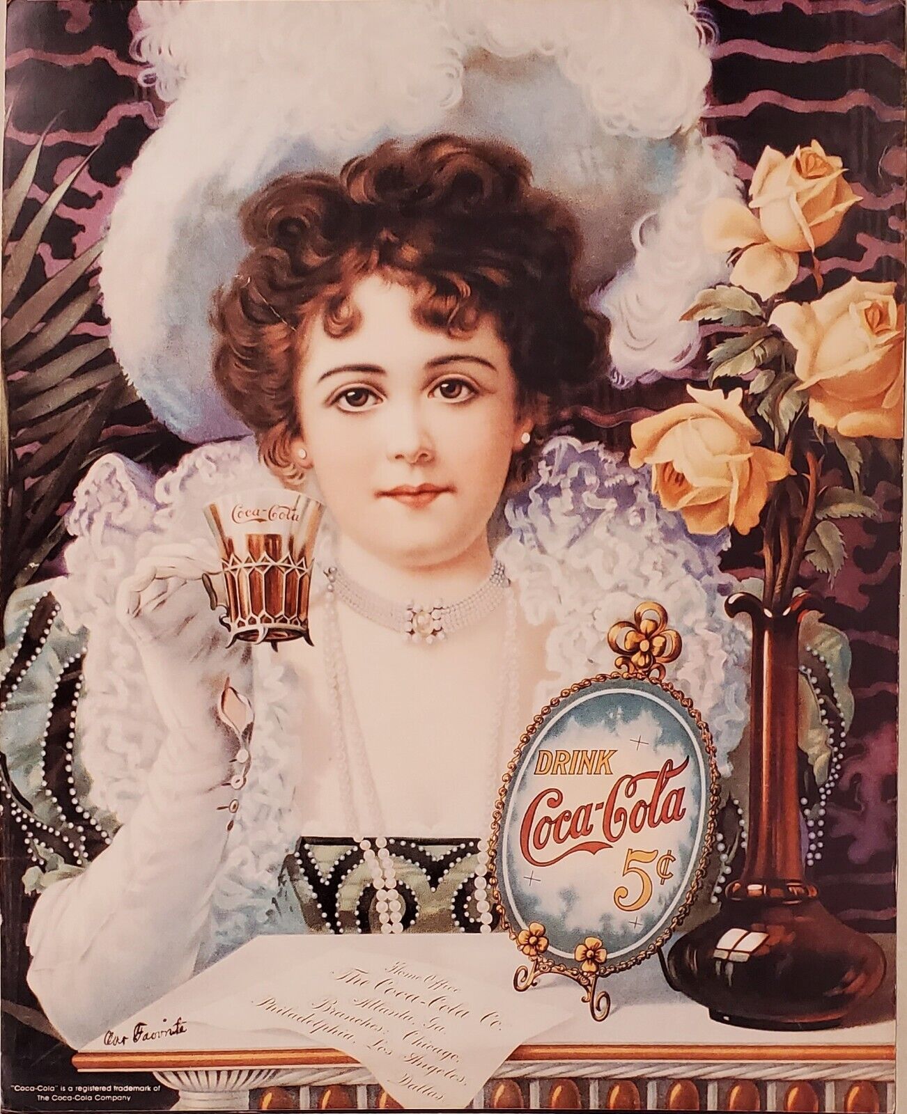 Vintage Drink Coca-Cola 5 Cents Poster 20 X 16