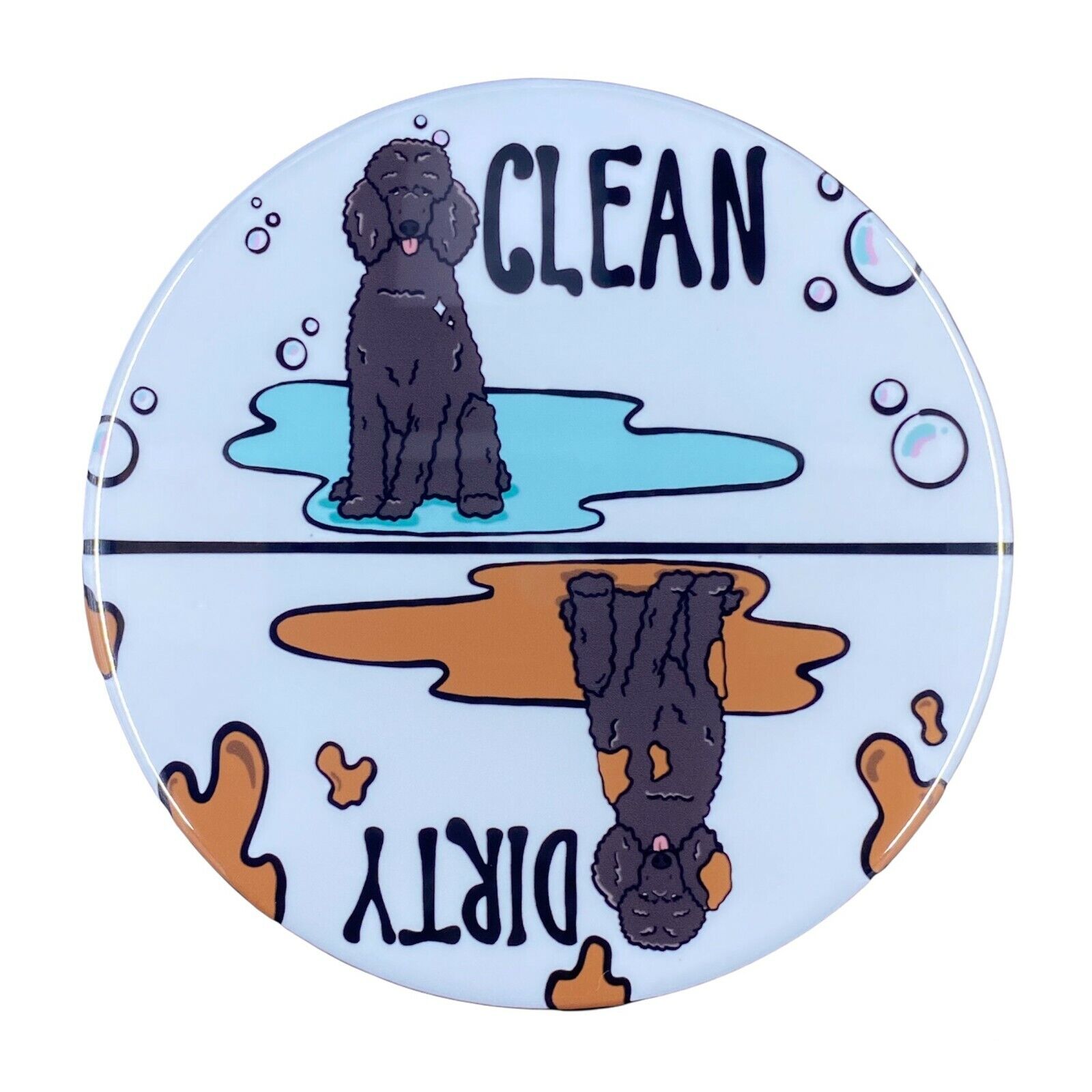 Black Standard Poodle Dishwasher Magnet Dog Kitchen Cleaning Decor Gift