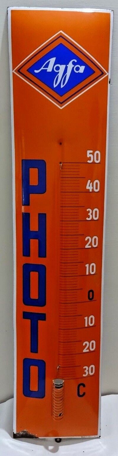 Vintage Rare Agfa Photo Thermometer Sign Enamel Porcelain Made in Germany 2 #F