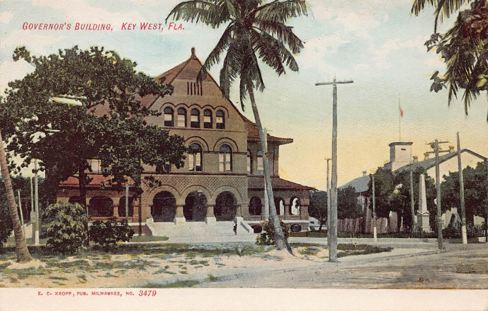 Key West FL Florida Governor\'s Building Mansion Early 1900s Vtg Postcard P1