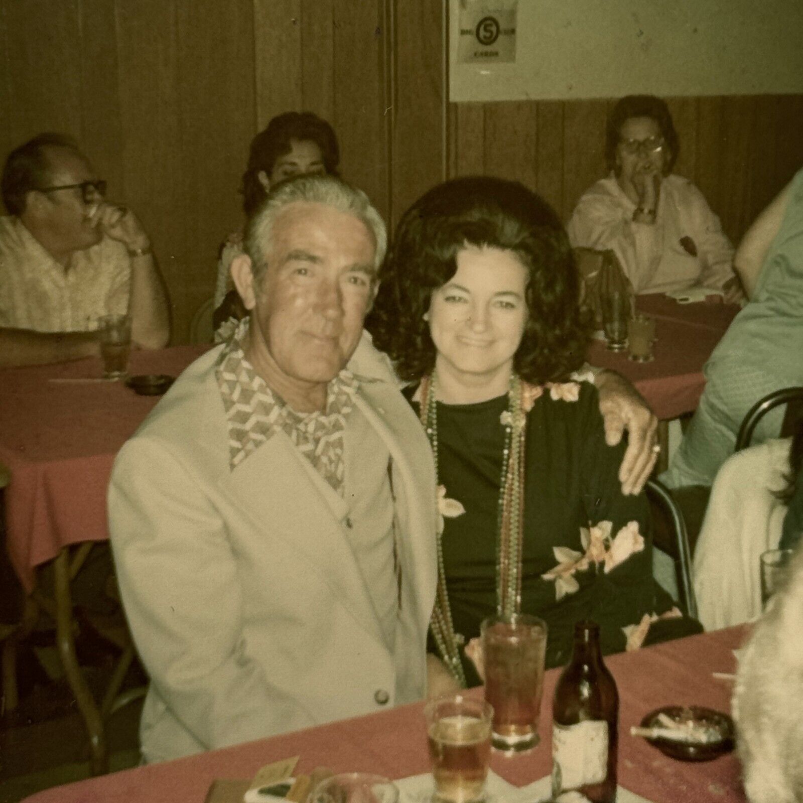 2A Photograph Cute Older Couple Handsome Old Man Woman Big Hair 1970's