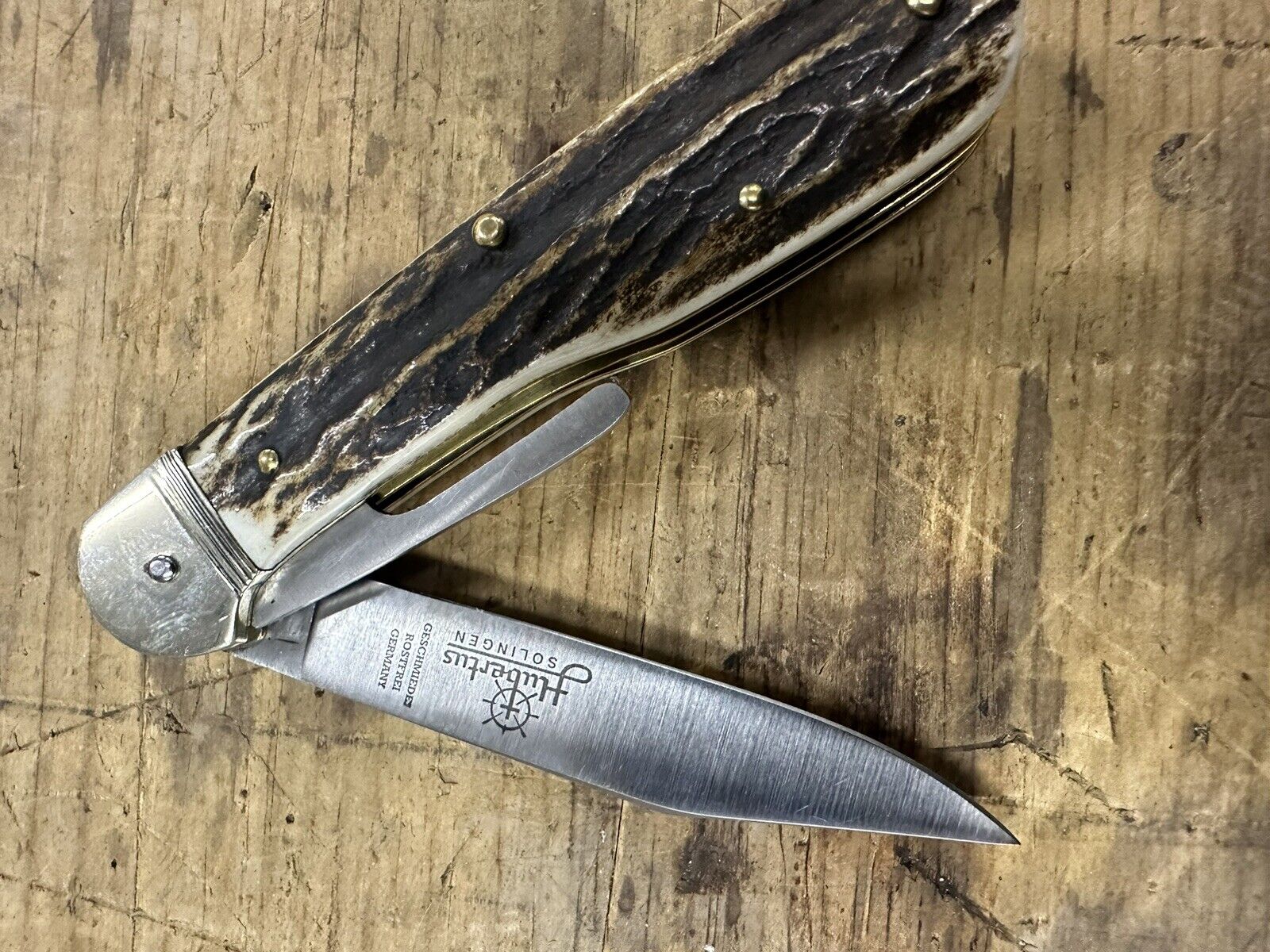 Vintage Hubertus Knife Pen Blade Release W/Factory Edges & Cap Lifter Rare
