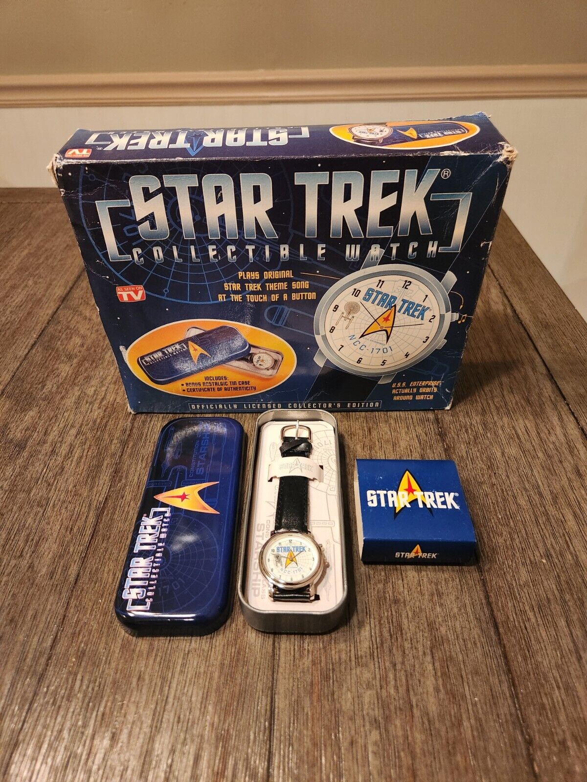 VTG 1998 Star Trek NCC 1701 Quartz Movement Leather Wrist Watch Trekkie