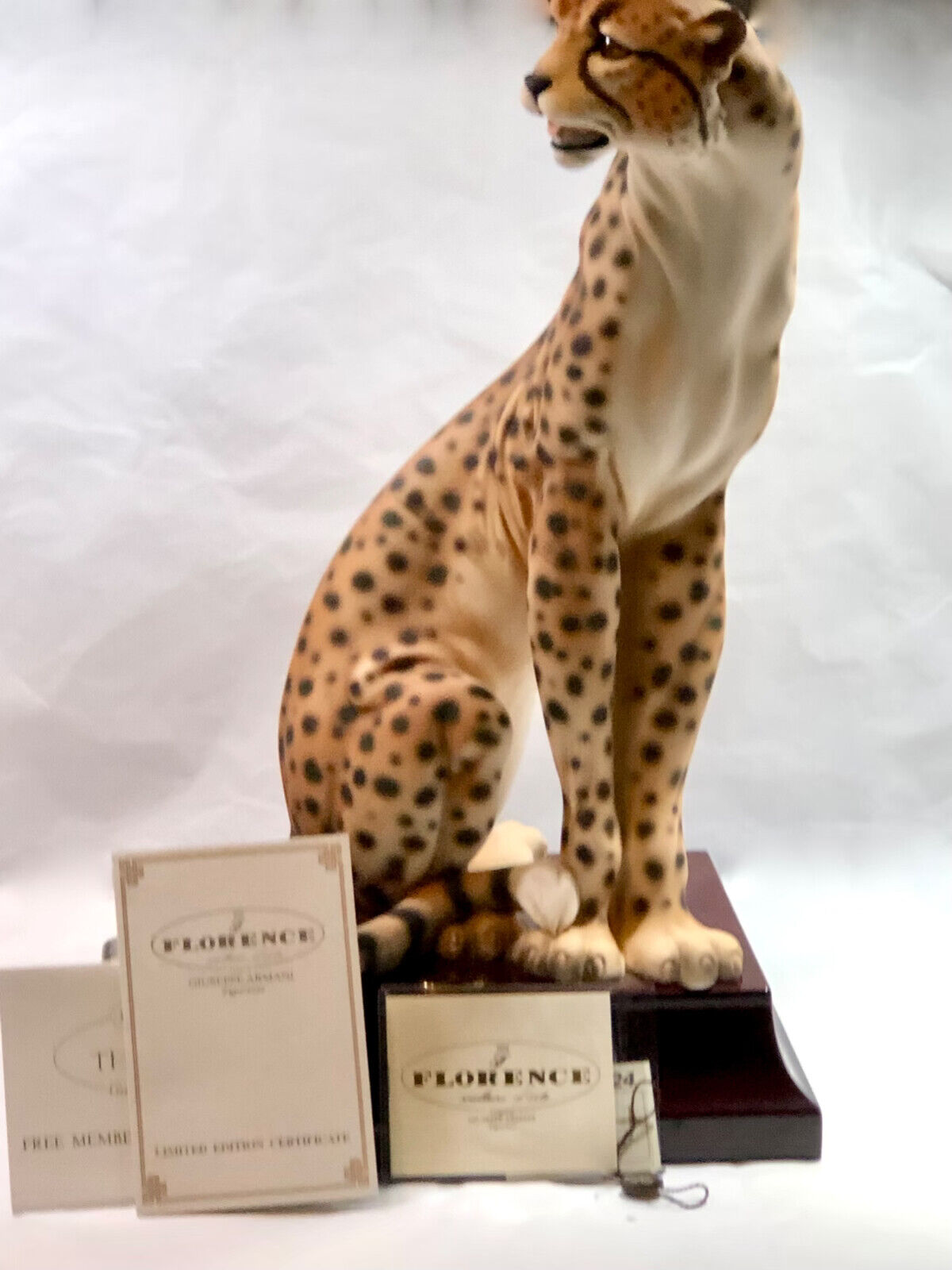 RARE Giuseppe Armani Cheetah 2072S  Limit Ed Porcelain Sculpture Italy  COA &Box