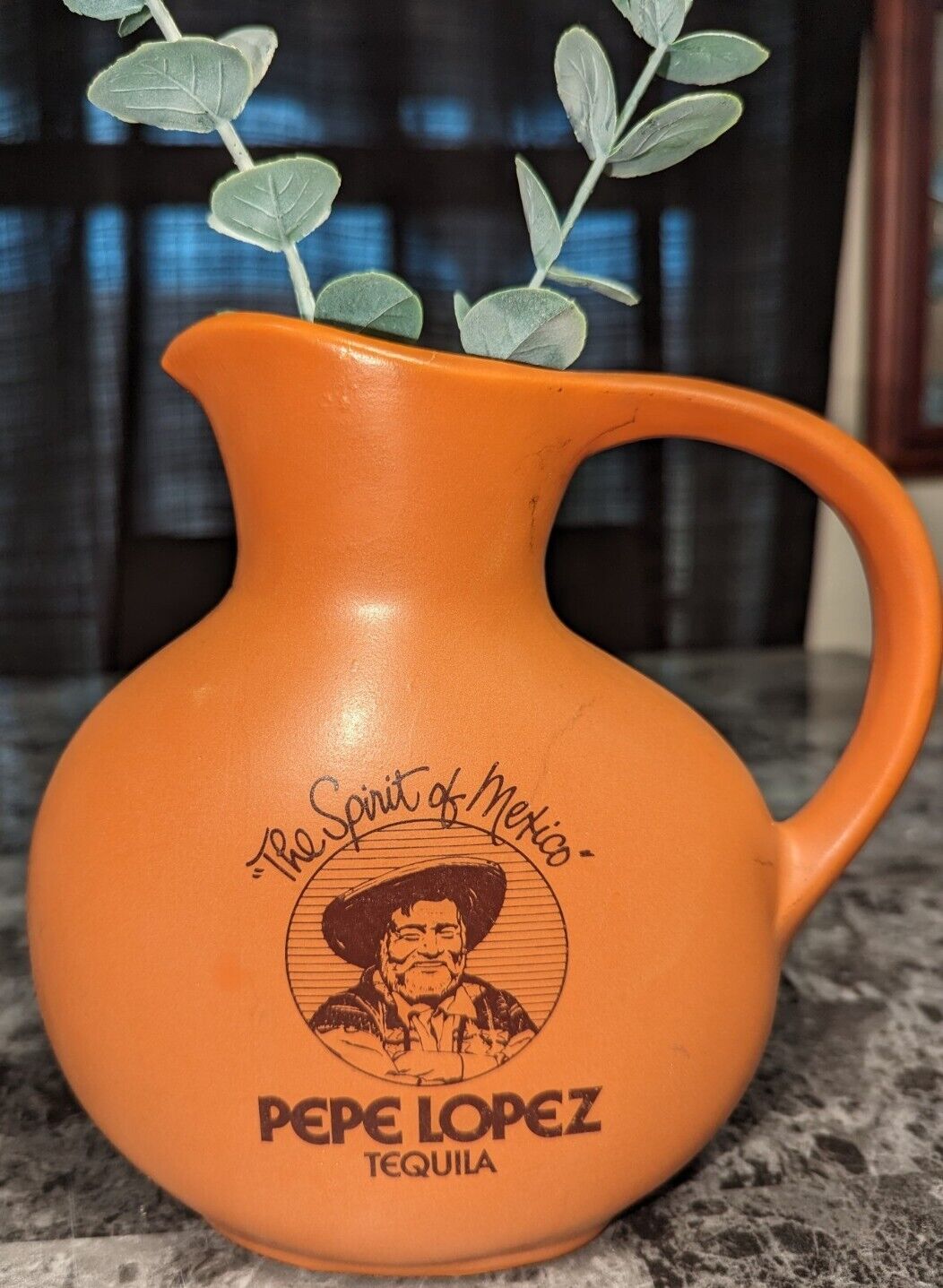 VTG Water Pitcher Vase Spirit of Mexico Jug Pepe Lopez Tequila Bar Clay Jose’s