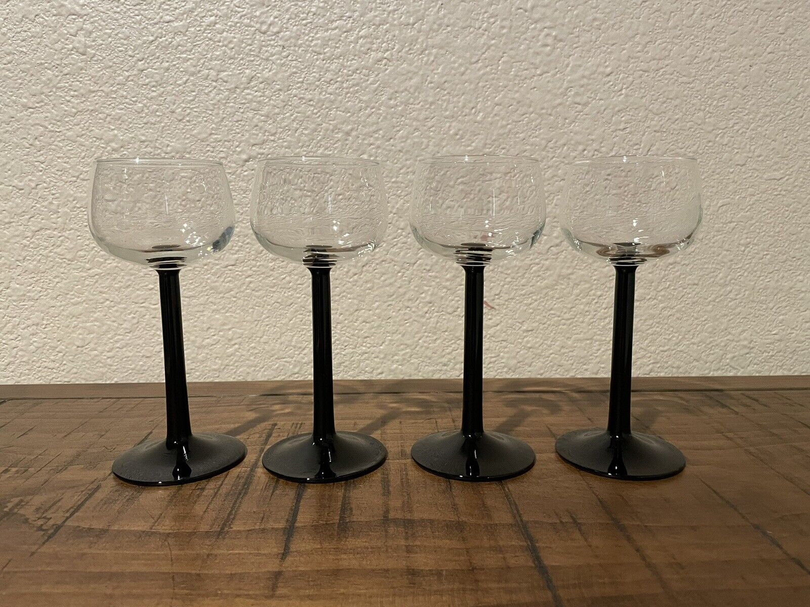 Vintage Cristal d’ Arques Ebony Stemmed Wine Glasses Set of 4 1990’s France