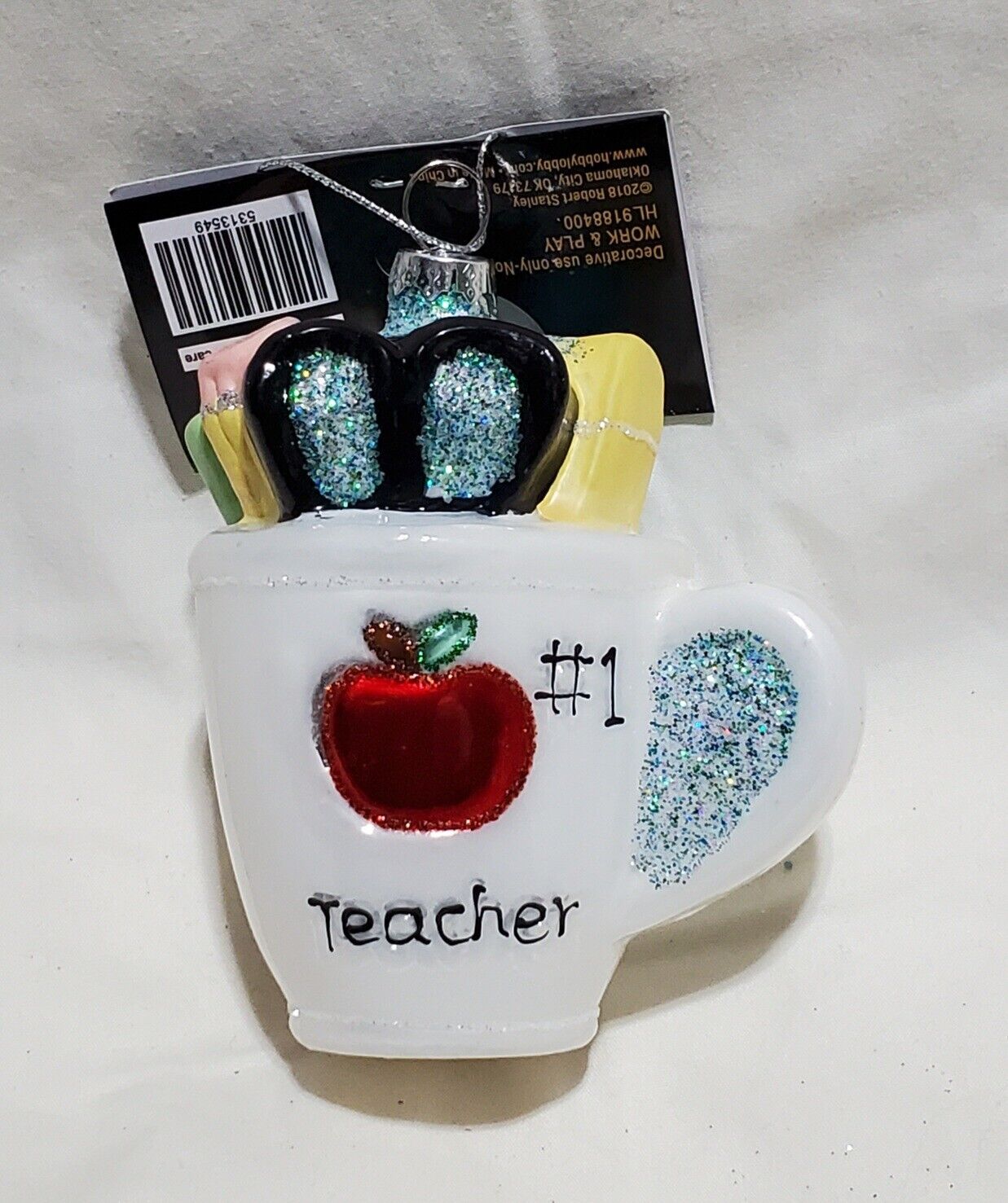 Robert Stanley Blown Glass 2023 Christmas Tree Ornament: #1 Teacher\'s Mug / Cup