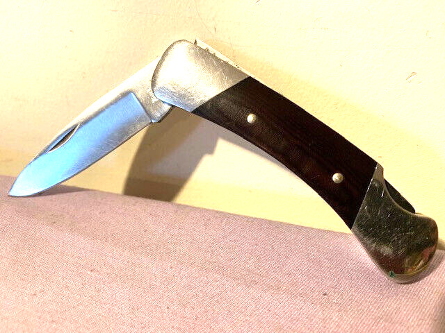 Genuine Buck 500 Lockback Wood Handle Flat Blade Folding Pocket Knife USA-Great
