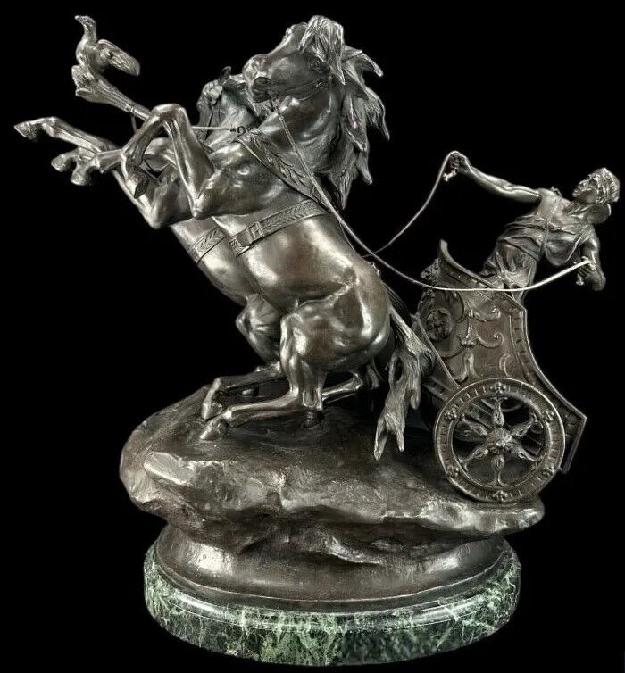 Antique Char de la Victoire ( Victory Chariot)  by Domenech,Bronze Statue Signed