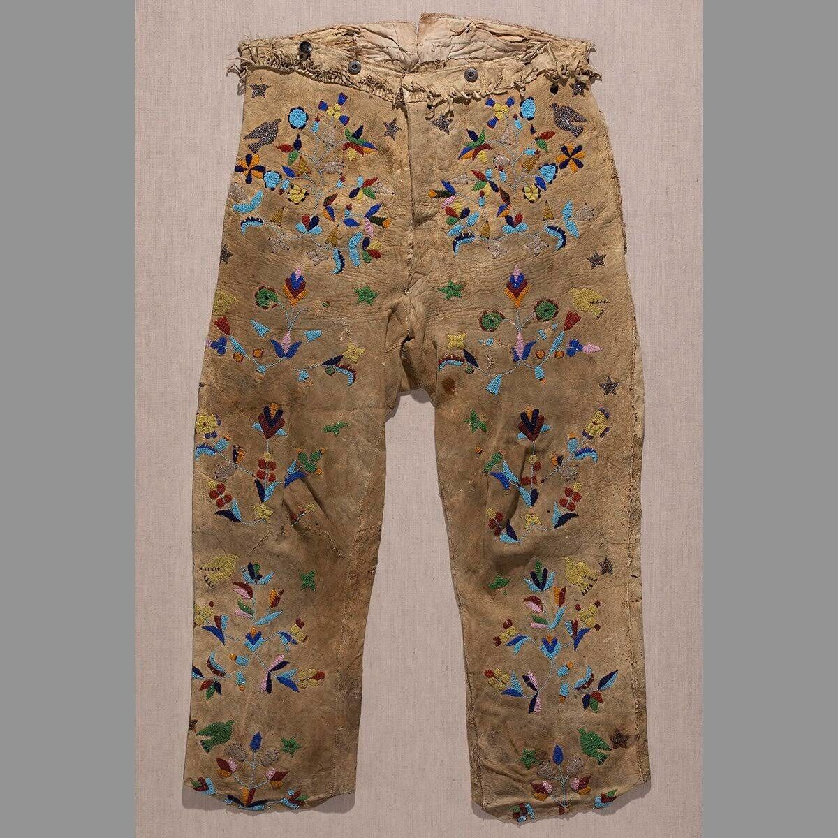 STUNNING PAIR OF 1890’S SANTEE SIOUX TROUSERS -MUSEUM MOUNT FRESH TO THE MARKET