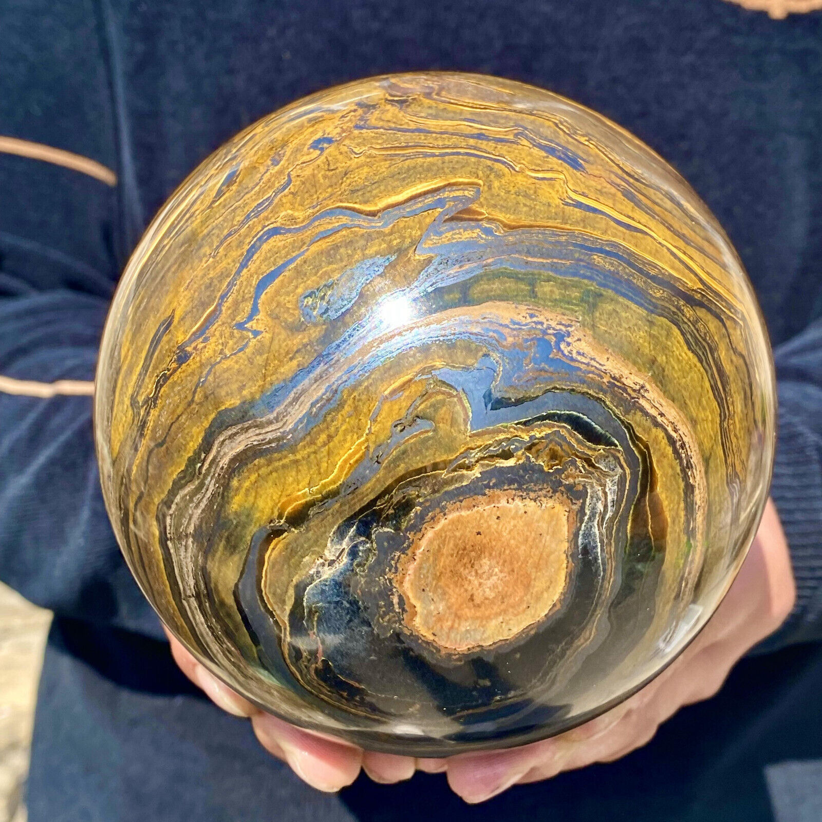 7.27LB Large Natural Tiger Eye Stone Crystal Ball Quartz Healing Sphere Décor