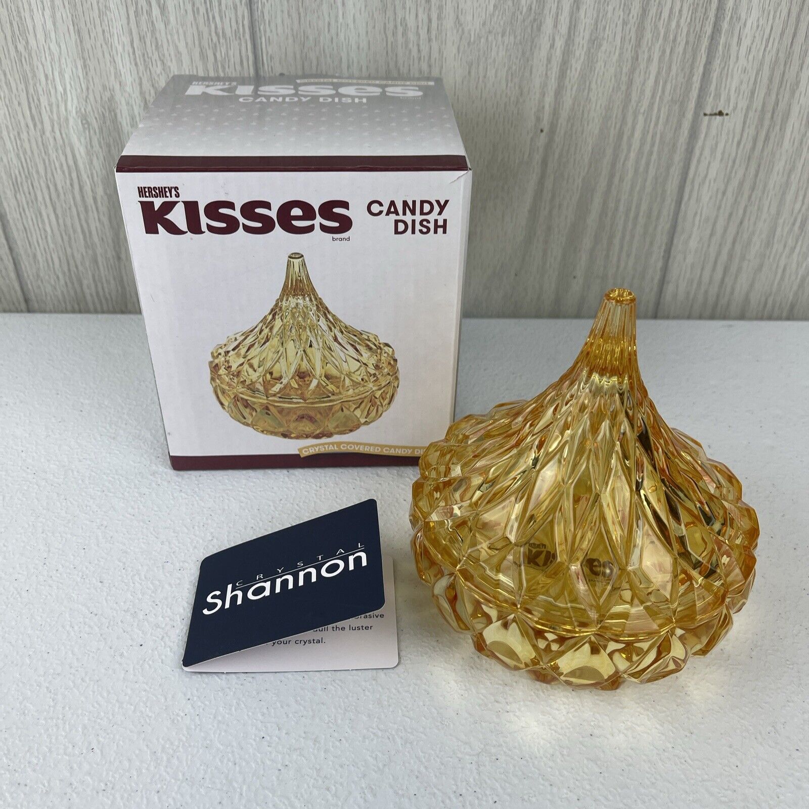 Hershey’s Kisses Crystal Covered Candy Dish Gold Glass New