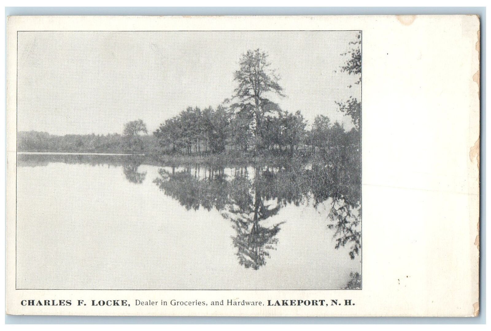 c1920's Charles F. Locke Groceries & Hardware Lakeport New Hampshire NH Postcard