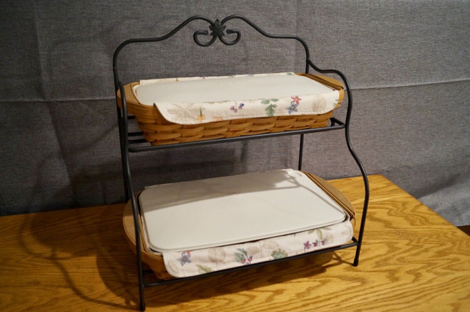 Longaberger Wrought Iron Bakers Rack w/ 2 Baskets, Liners, Protectors, & covers