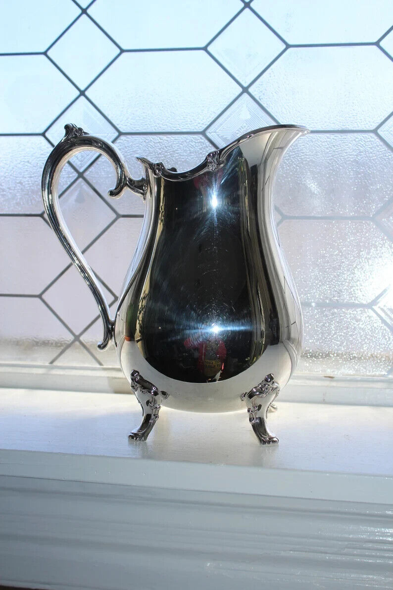 Vintage 1847 Rogers Bros Reflection Footed Silverplate Water Pitcher 